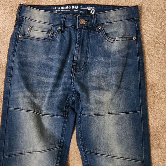 LRG Lifted Research Group Skinny Jeans w/ Moto Details Size 30 US 10 - Picture 7 of 9